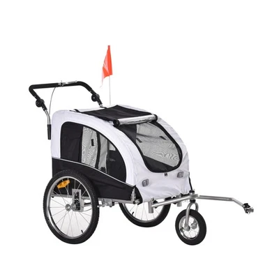 Aosom Dog Bike Trailer 2-in-1 Pet Stroller with Canopy and Storage Pockets - Image 1 of 4