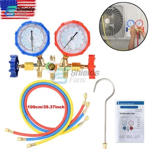 AC Manifold Gauge Set For R134A R12 R410A R22 R32 R404A Refrigeration Charge US - Picture 1 of 24