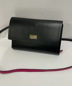 Bolso Bandolera Cartera Kate Spade New York Winni Arbour Hill Cuero Negro Rosa - Imagen 1 de 12