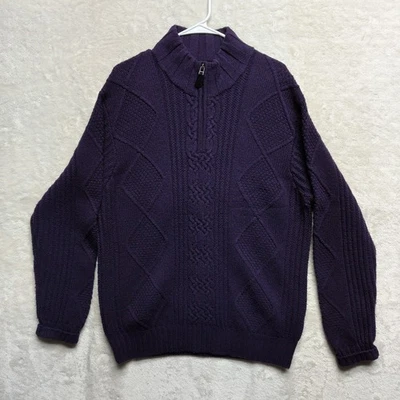 Jos. A. Свитер мужской Bank Executive Collection из овечьей шерсти большой фиолетовый на молнии 1/4  - Изображение 1 из 4