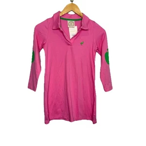 Beaufort Bonnet Company Girls Millsie P Polo Dress Size 8 Pink Green Apples Golf - Picture 1 of 6