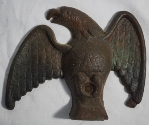 ANTIQUE BRASS/BRONZE BALD EAGLE - FLAG POLE TOPPER? - HEAVY 6 BY 5 INCHES Cover