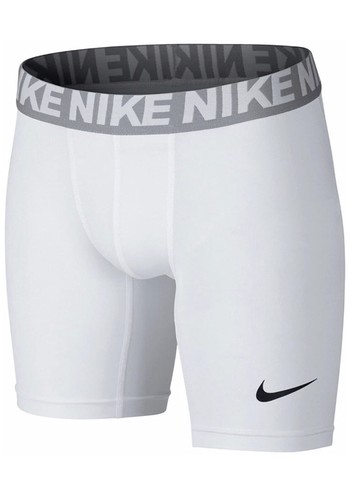 Pantaloncini sportivi Nike Base Layer bianchi nuovi con etichetta ragazzo taglia S