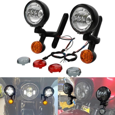 Suporte auxiliar de farol de neblina com sinais de seta adequado para Harley Electra Glide 94-23 - Imagem 1 de 4