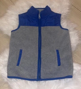 Old Navy Sleeveless Jacket Sweater Vest Zip Front Fleece Boys 4T Gray Blue - Picture 1 of 4