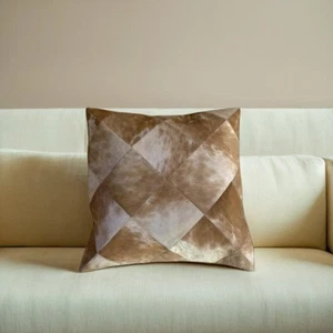 Set of 2 Handmade 16x16'' Leather Cushion Cover - Multicolor  Free Shipping, - Picture 1 of 4