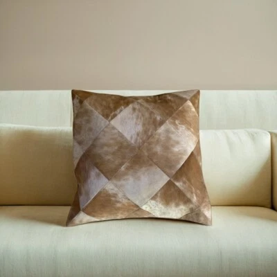 Set of 2 Handmade 16x16'' Leather Cushion Cover - Multicolor  Free Shipping, - Image 1 of 4