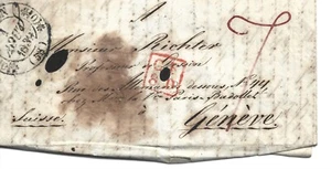 FRANCE 1839 NOYON TO GENEVE PRE STAMP LETTER 249(ZZ47) - Picture 1 of 2