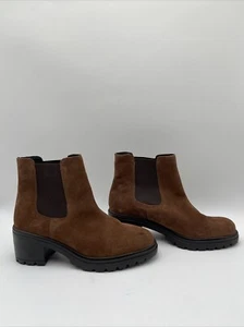 Geox Respira DAMIANA Brown Suede Round Toe Pull On Chelsea Boots, Size 39 - Picture 1 of 8