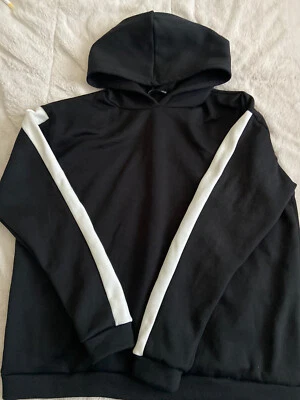 MUJER BOOHOO TALL TALLA 10 Jersey Sudadera con Capucha Blanco y Negro Foto 1 de 3