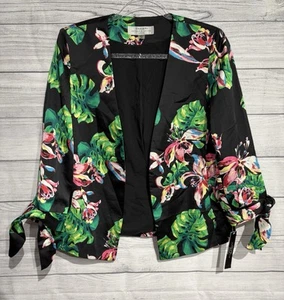 Tahari ASL Damen Palmenmuster Bindeärmel Jacke (8, schwarz/pink/grün) - Bild 1 von 9