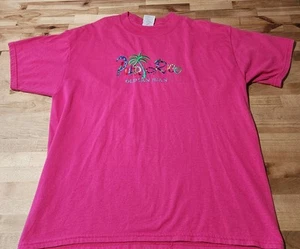 Vintage Puerto Rico Embroidered Pink Spellout Unisex T- Shirt Size XL - Picture 1 of 4