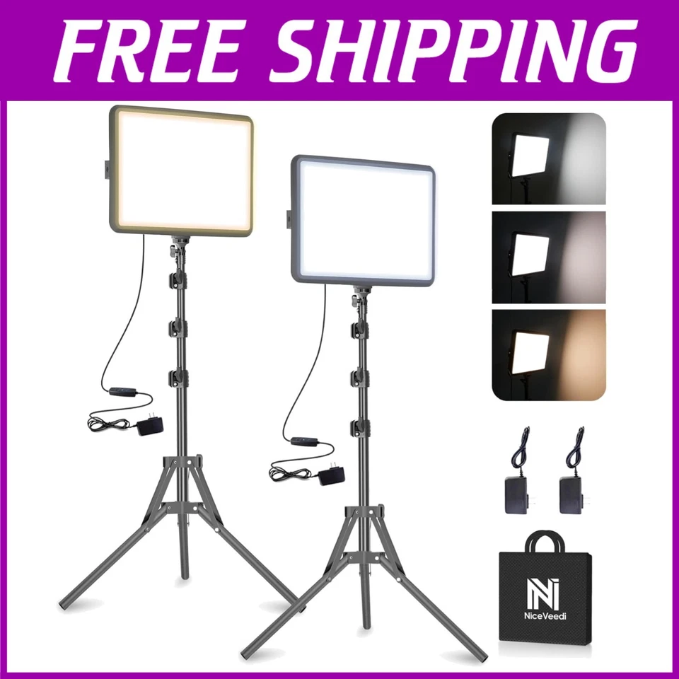 2-Pack LED Studio Light Kit, Adjustable Brightness - Image 1 of 4