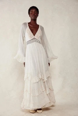 Maxi Vestido Free People Seraphina "Champagne Dream" Blanco Talla XS Foto 1 de 4