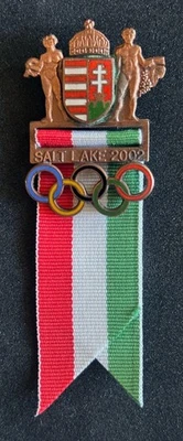 Very scarce 2002 Salt Lake City Winter Olympic Games - Hungary Delegation Badge - Image 1 of 2