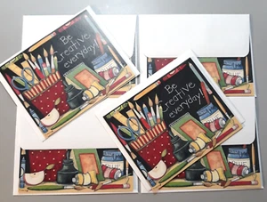 6 Lang Note Cards Envelopes Art Theme Susan Winget BE CREATIVE! Vintage 2005 - Picture 1 of 8