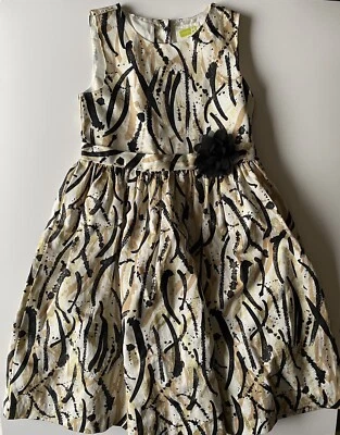 Vestido Crazy 8 Niñas Talla 4T Manga Corta Fiesta Vacaciones Negro Dorado Lazo Foto 1 de 4