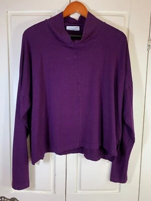 Camisa Bryn Walker Bambú Algodón Orgánico Mujer Mediana Púrpura Cuello Simulado Boxy Lagom Foto 1 de 4