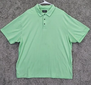 Polo Shirt Mens 3XL Mint Green Stripe Performance Top Slit Hem Embroidered Logo - Picture 1 of 12