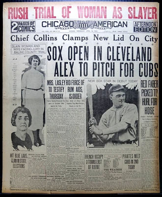 1923 Chicago Sports Pages - White Sox Open Season, Spitball Duel at Comiskey - Image 1 of 4