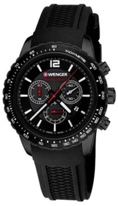 BNIB Men's Wenger 01.0853.109 Roadster Black Night Chrono Rubber Strap Watch$350 - Picture 1 of 5