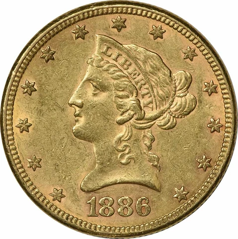 1886 $10 Gold Liberty Head AU Slider Uncertified #305 Cover
