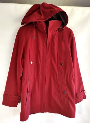 Gallery Damas Rojo Oscuro Extraíble Marrón Forro y Chaqueta con Capucha Abrigo de Lluvia ~ Talla S Foto 1 de 4