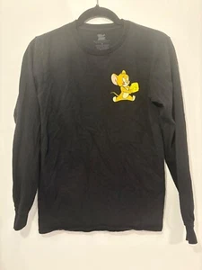 Tom & Jerry Black Long Sleeve Shirt Men’s Size Small Cartoon Print Front & Back - Picture 1 of 6