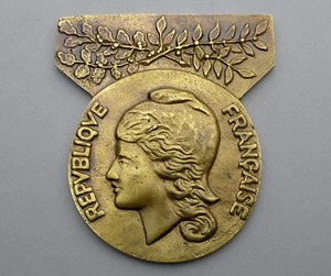 Medaglia grande francese. Donna Marianne Femmina Gallia. Art Nouveau. - Foto 1 di 2