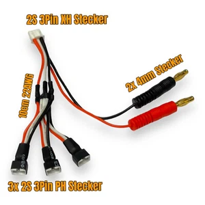 Cavo di ricarica da 1 a 3x JST PH 2S 3Pin Balancer XH E-Flite Micro UMX serie Blade Lipo - Foto 1 di 13