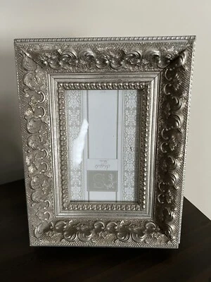 Beautiful Sheffield Home Frame Aged Pewter Silver Tone 4x6 Portrait Photo - Image 1 of 2