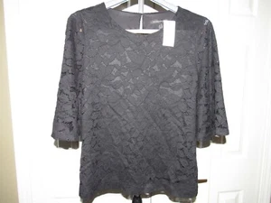 NUEVA Blusa Top Banana Republic Negra Encaje Manga Corta Campana S Nueva con Etiquetas - Imagen 1 de 5