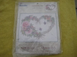 Bucilla Grapevine Heart Wreath w/ Floral Cross Stitch Kit 43092 Donna Dewberry - Picture 1 of 7