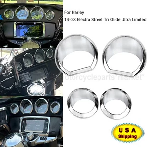 Chrome Gauge Bezel Trim For Harley 14-23 Street Glide FLHX Ultra Limited FLHTK - Picture 1 of 14