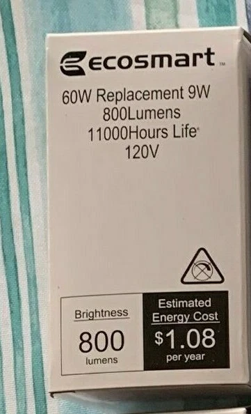 EcoSmart 60W Equivalent 800 Lumens 120v A19 Energy Star light bulb - Image 1 of 1