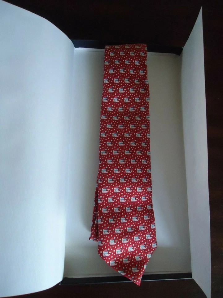 Boy's Vineyard Vines Santa Whale 100 Silk Tie Navy 50”