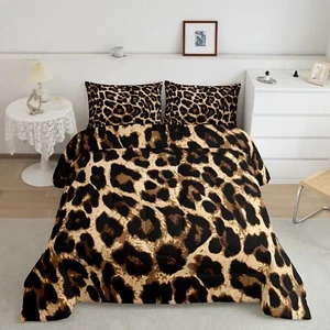 Leopard Print Comforter Set Africa Cheetah Print Bedding Set Safari Animal Pa... - Picture 1 of 7