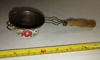Vintage Bright Colored Flowers Metal Kitchen Sifter Tool Wood Handle