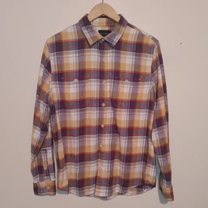 Camisa abotonada de franela elástica Lucky Brand Saturday-mediana-bolsillos-casual - Imagen 1 de 9