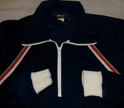 复古 70 年代 80 年代 VELOUR 夹克 S/M QW 男式保暖轨道和现场迪斯科印度 — 第 1/4 张图片