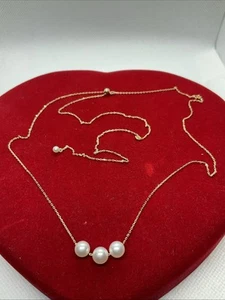 MIZUKI JAPAN 14K Yellow Gold ADJUSTABLE Chain Necklace w/Floating Pearls Pendant - Picture 1 of 20