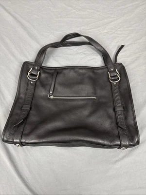 Banana Republic Black Pebbled Leather Large Shoulder Tote Bag Harness 2007 Y2K - Image 1 of 4