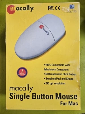 MACALLY SINGLE BUTTON COMPUTER MOUSE FOR MAC *Sealed* - Image 1 of 4