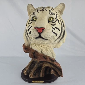 Weißer Tigerkopf in einer Baumbüste - 17" Figur "Geschenk der Zeit" Statue - Bild 1 von 14