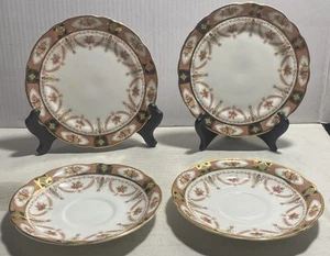 4er Set Arklow Royal Linden Fine Bone China 2 Obst & 2 Untertassen Teller - Bild 1 von 13