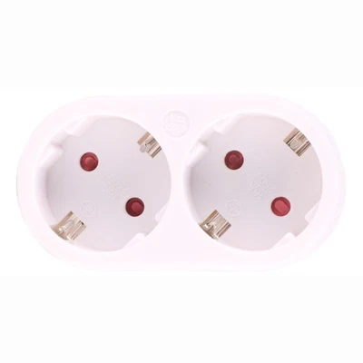 SP-ELECTRONIC Steckdosenadapter horizontal 2-fach weiß Mehrfach Doppel Multi Zweier Stecker