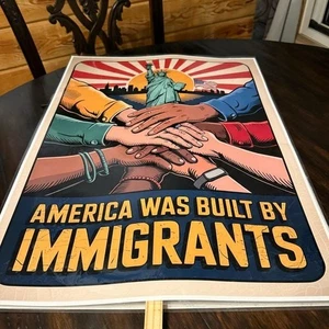 Amerika wurde von Einwanderern gebaut Protestschild Plakat, Anti-Trump Poster - Bild 1 von 5