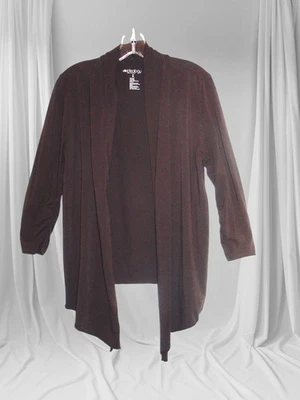 Suéter Ideology M NEGRO Frente Abierto Punto Fino Cárdigan en Cascada Fruncido 3/4 Slv Foto 1 de 4