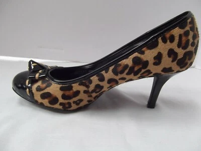 Zapatos de tacón de leopardo Alfani Hamilton charol puntera piel de becerro arco 6M COMO NUEVOS  Foto 1 de 4