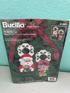 Vintage Bucilla Mr & Mrs Claus Door Hangers Plastic Canvas Kit 61202 NIP - Picture 1 of 4